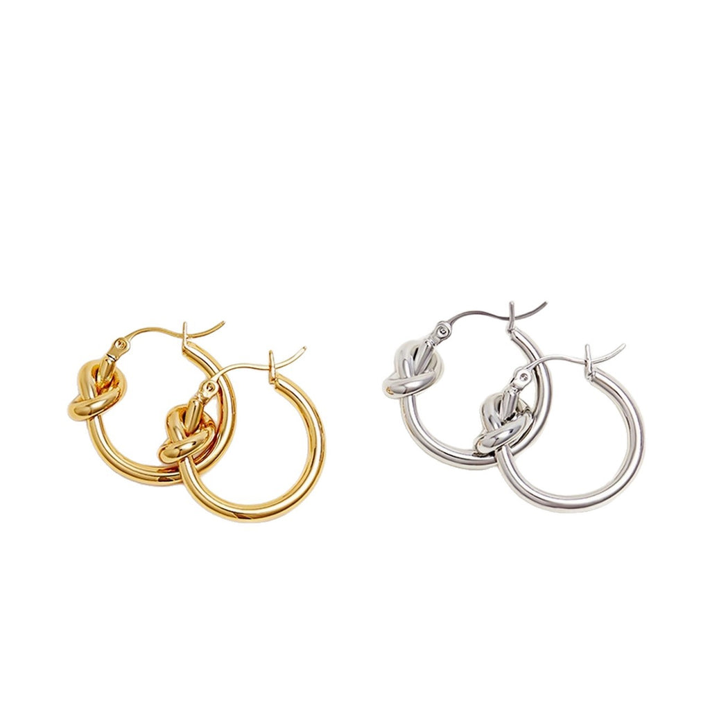 Women's fade-resistant geometric knot circular earrings