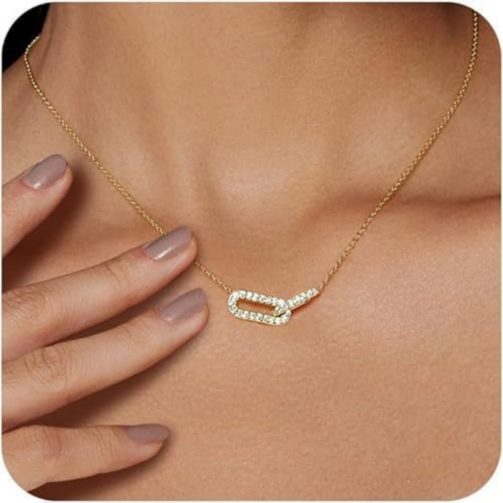 Gold Paperclip Pendant Necklace