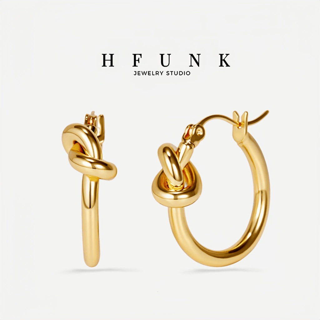 Women's fade-resistant geometric knot circular earrings
