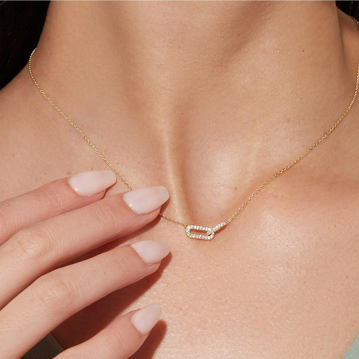 Gold Paperclip Pendant Necklace