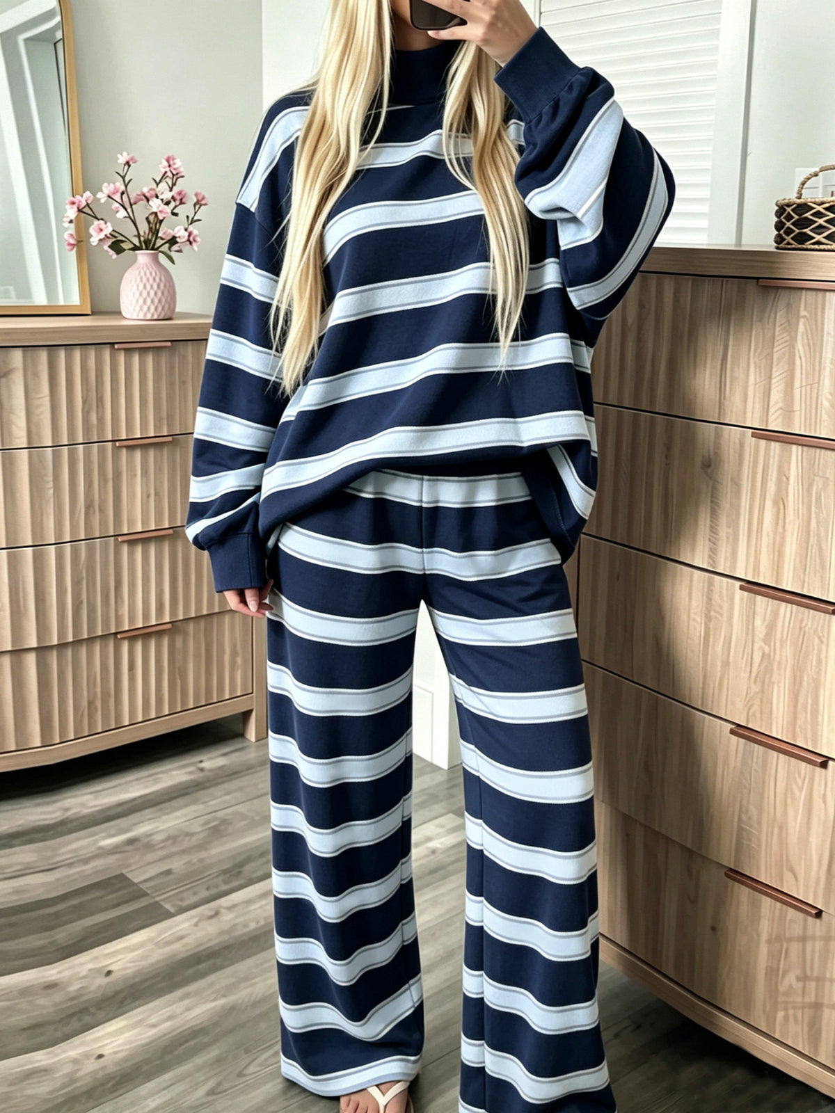 Women's Striped Tracksuit Two-Piece Set