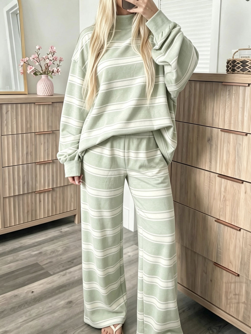 Women's Striped Tracksuit Two-Piece Set