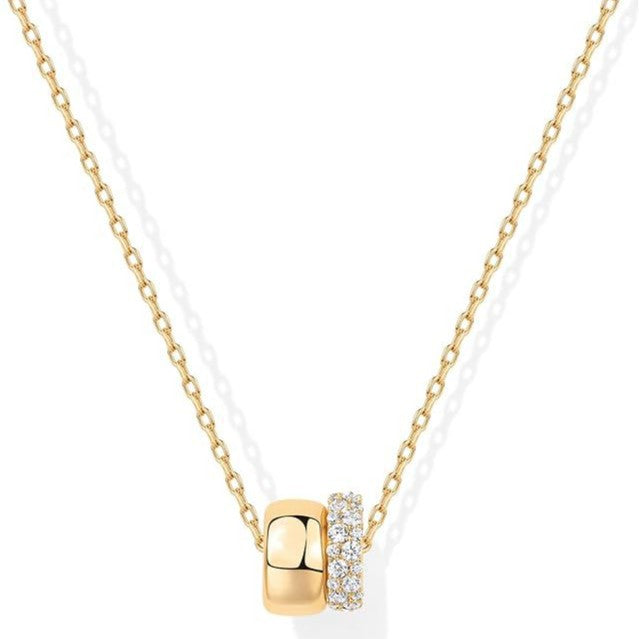 e double-round ring pendant set with zirconia stones
