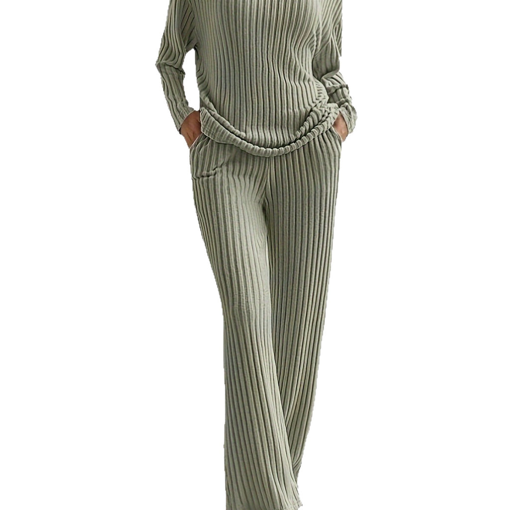 Casual Straight Pants Loose V-neck Two-piece Set