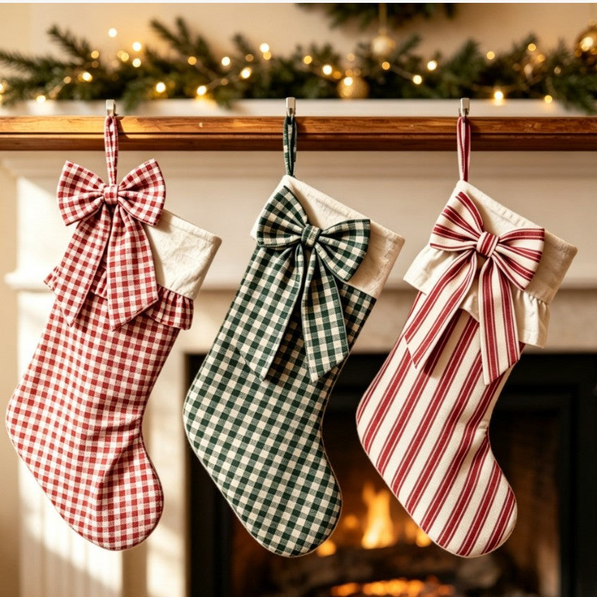 Christmas stockings Gingham/Striped/Bow