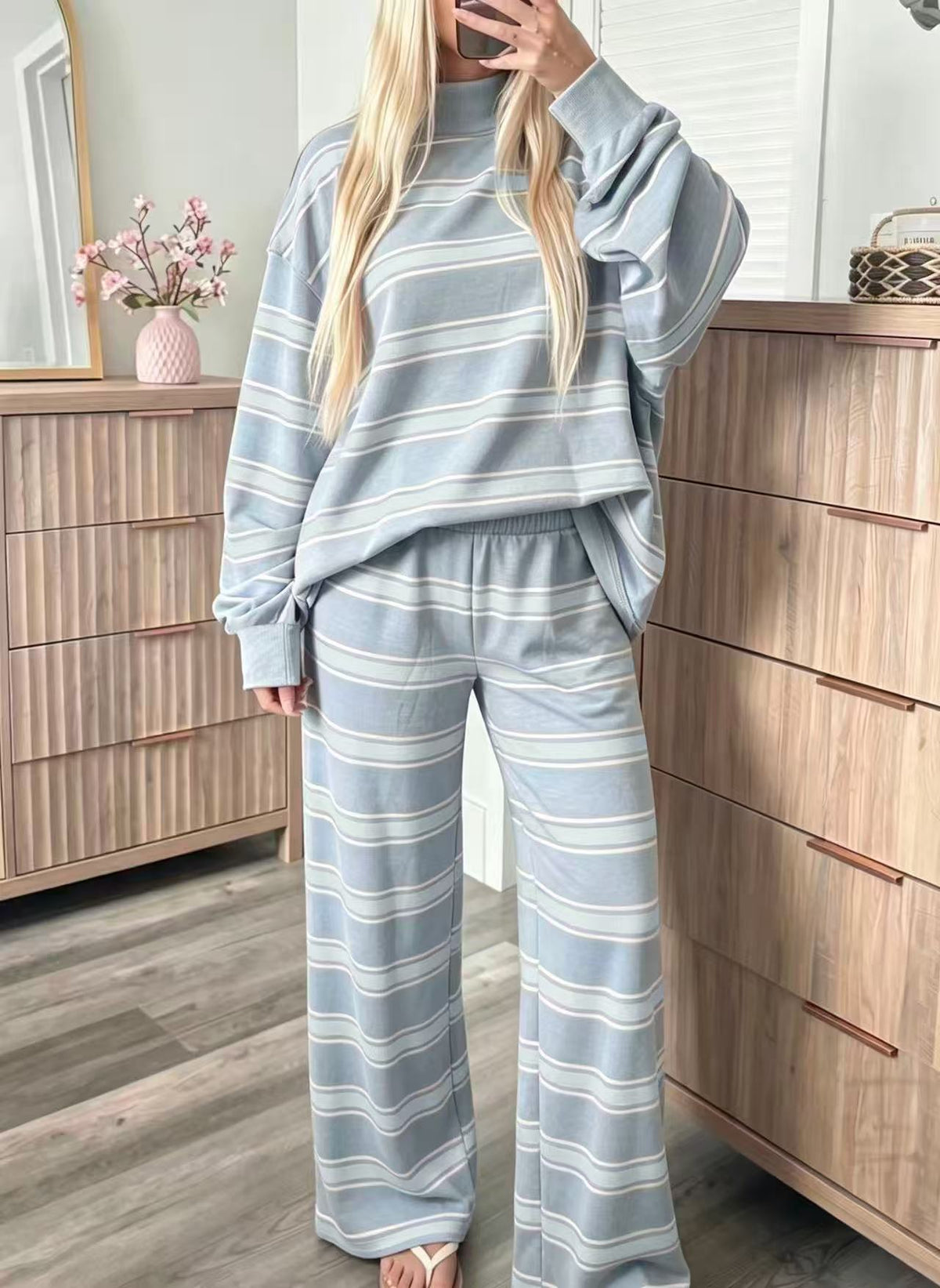 Women's Striped Tracksuit Two-Piece Set