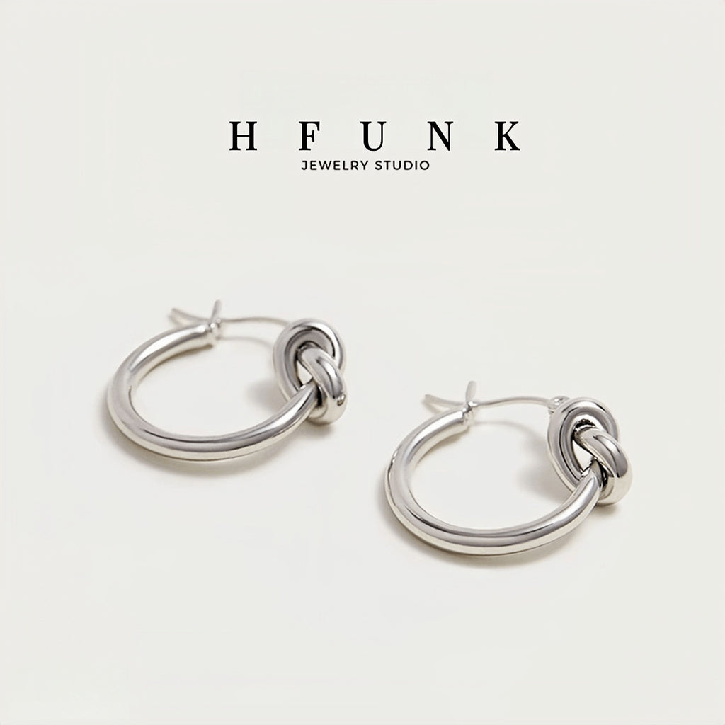 Women's fade-resistant geometric knot circular earrings