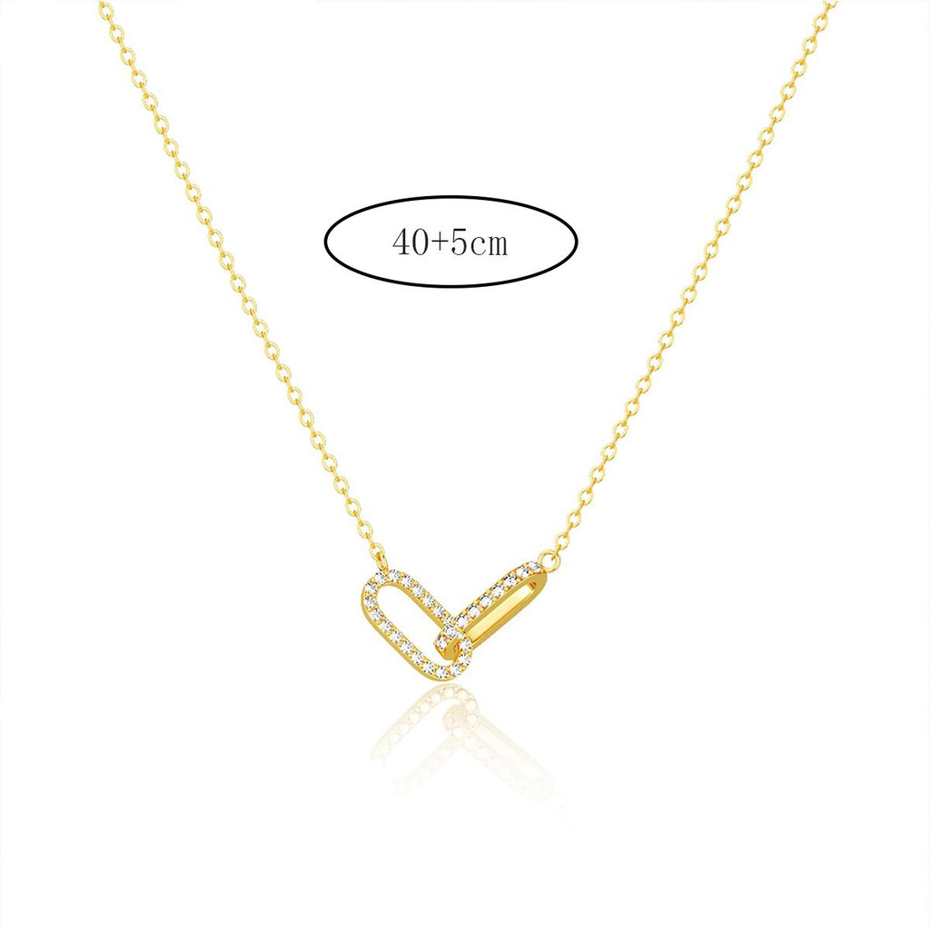 Gold Paperclip Pendant Necklace