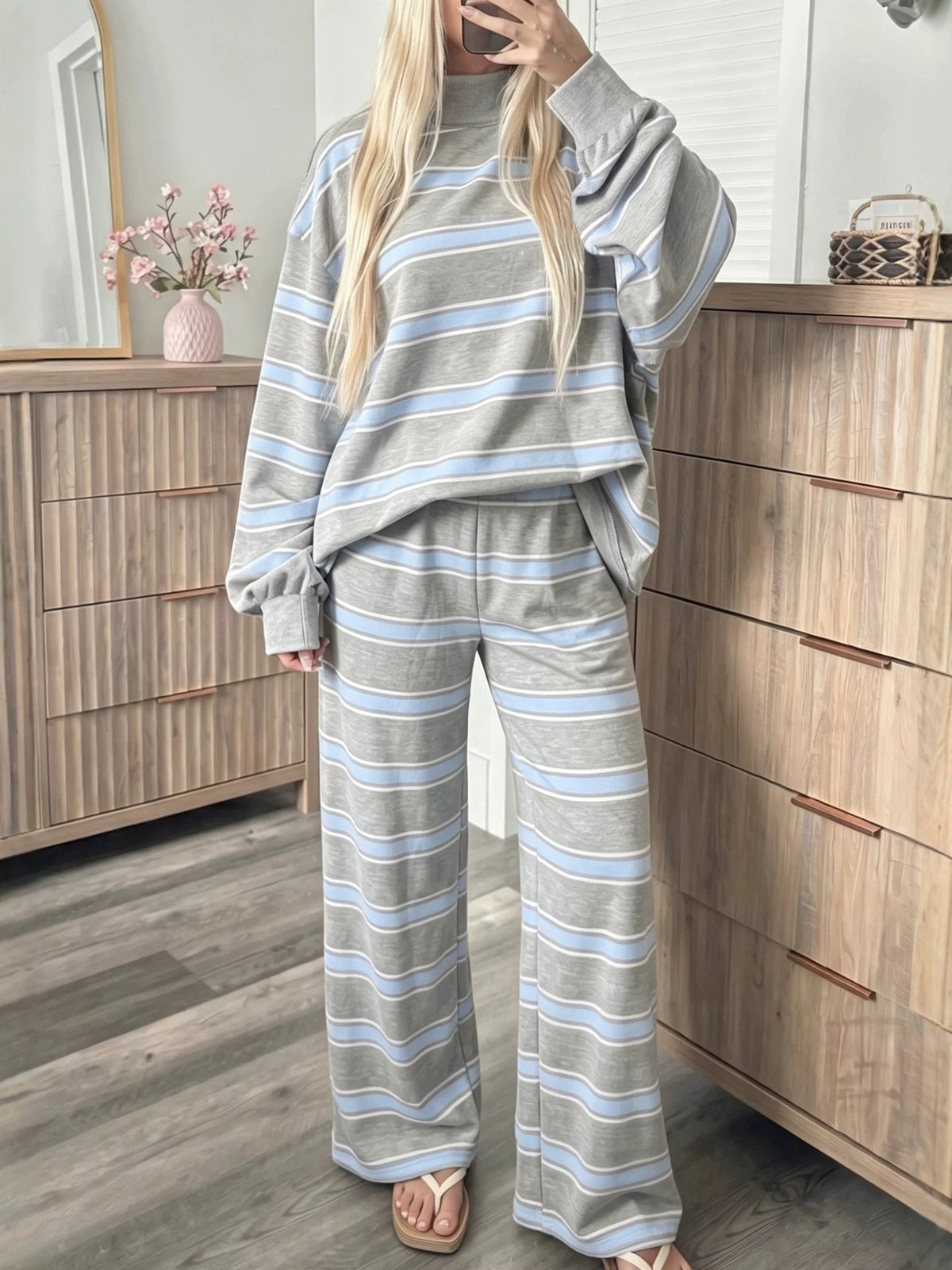 Women's Striped Tracksuit Two-Piece Set