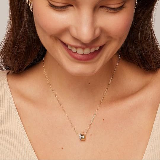 e double-round ring pendant set with zirconia stones