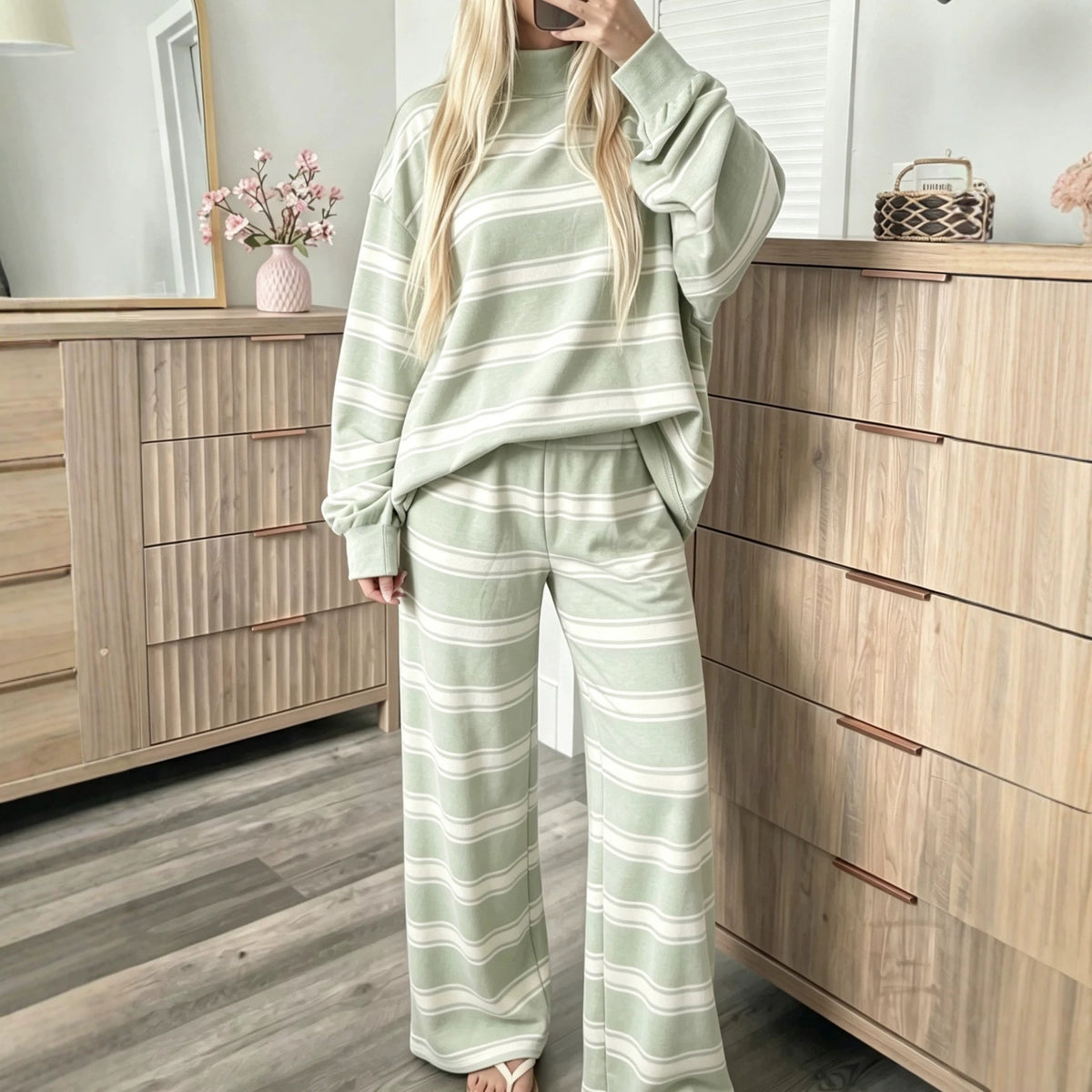 Women's Striped Tracksuit Two-Piece Set