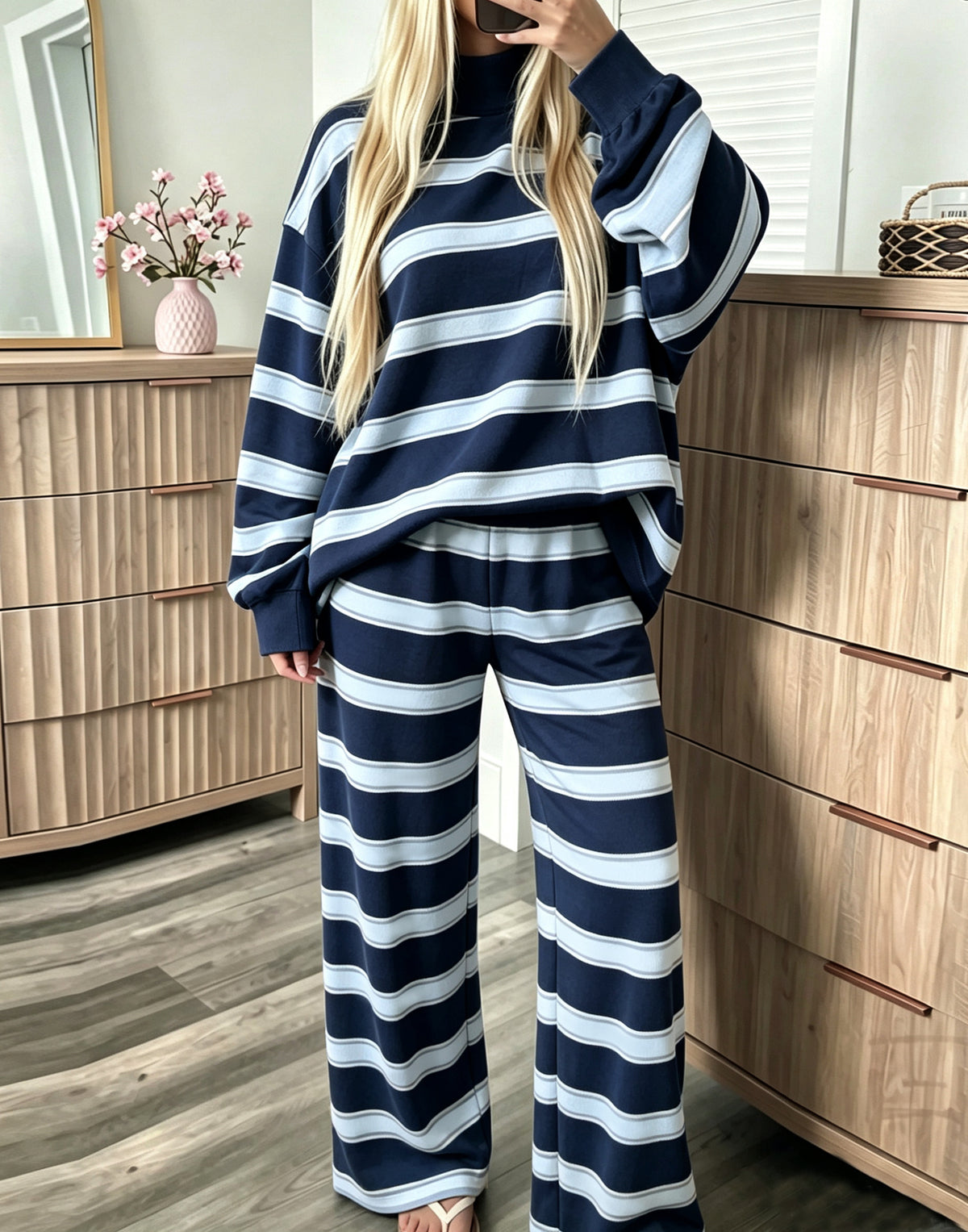 Women's Striped Tracksuit Two-Piece Set
