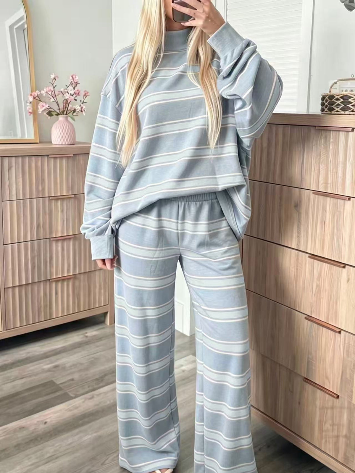 Women's Striped Tracksuit Two-Piece Set