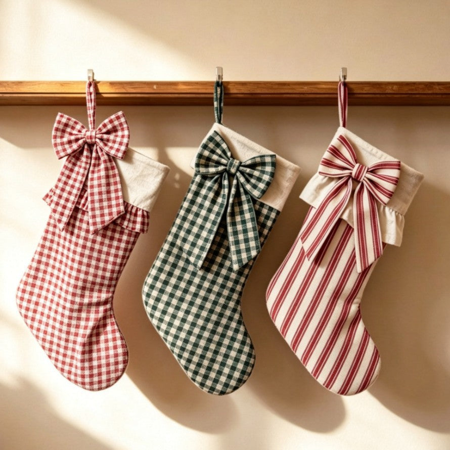 Christmas stockings Gingham/Striped/Bow