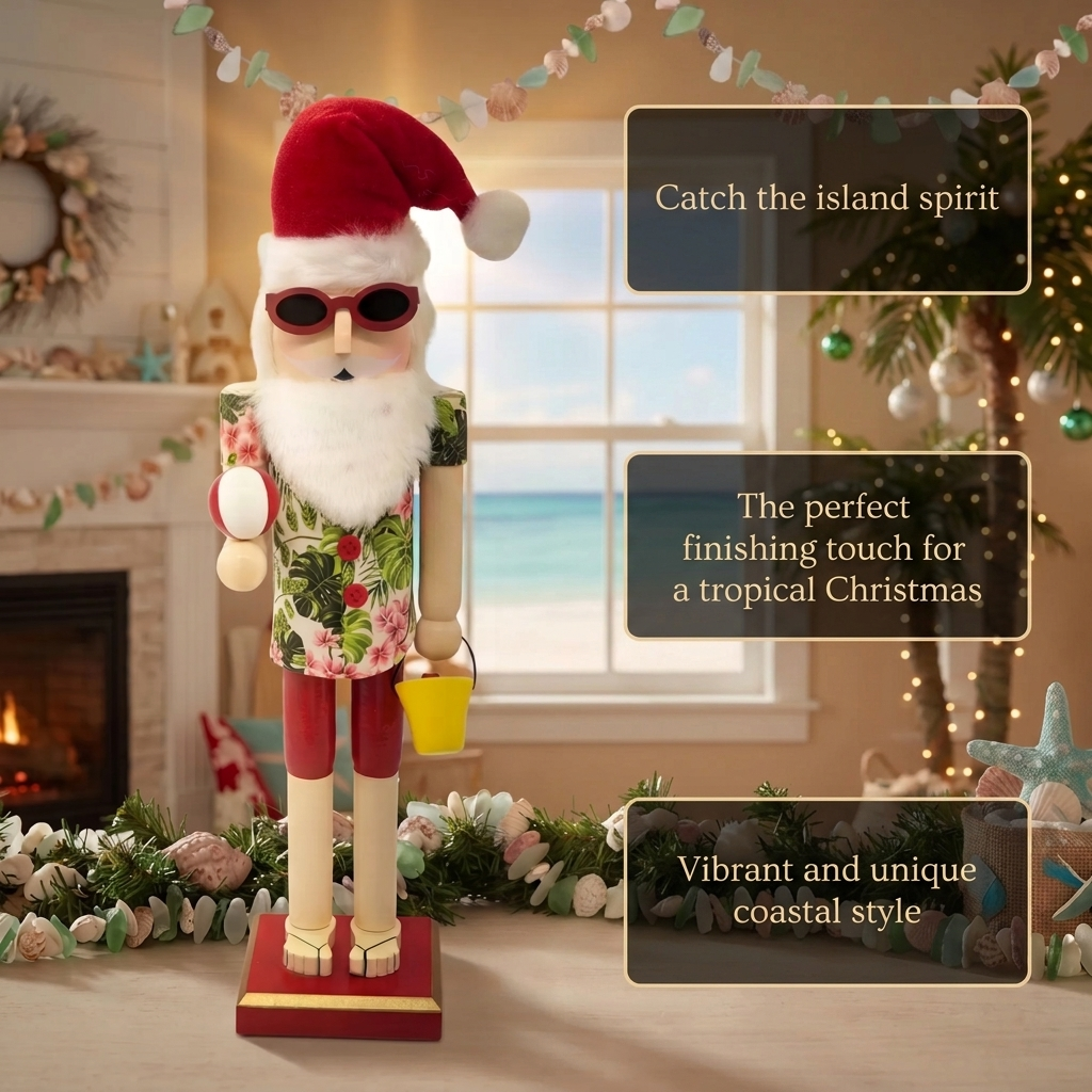 Beach Ball Santa Wooden Nutcracker