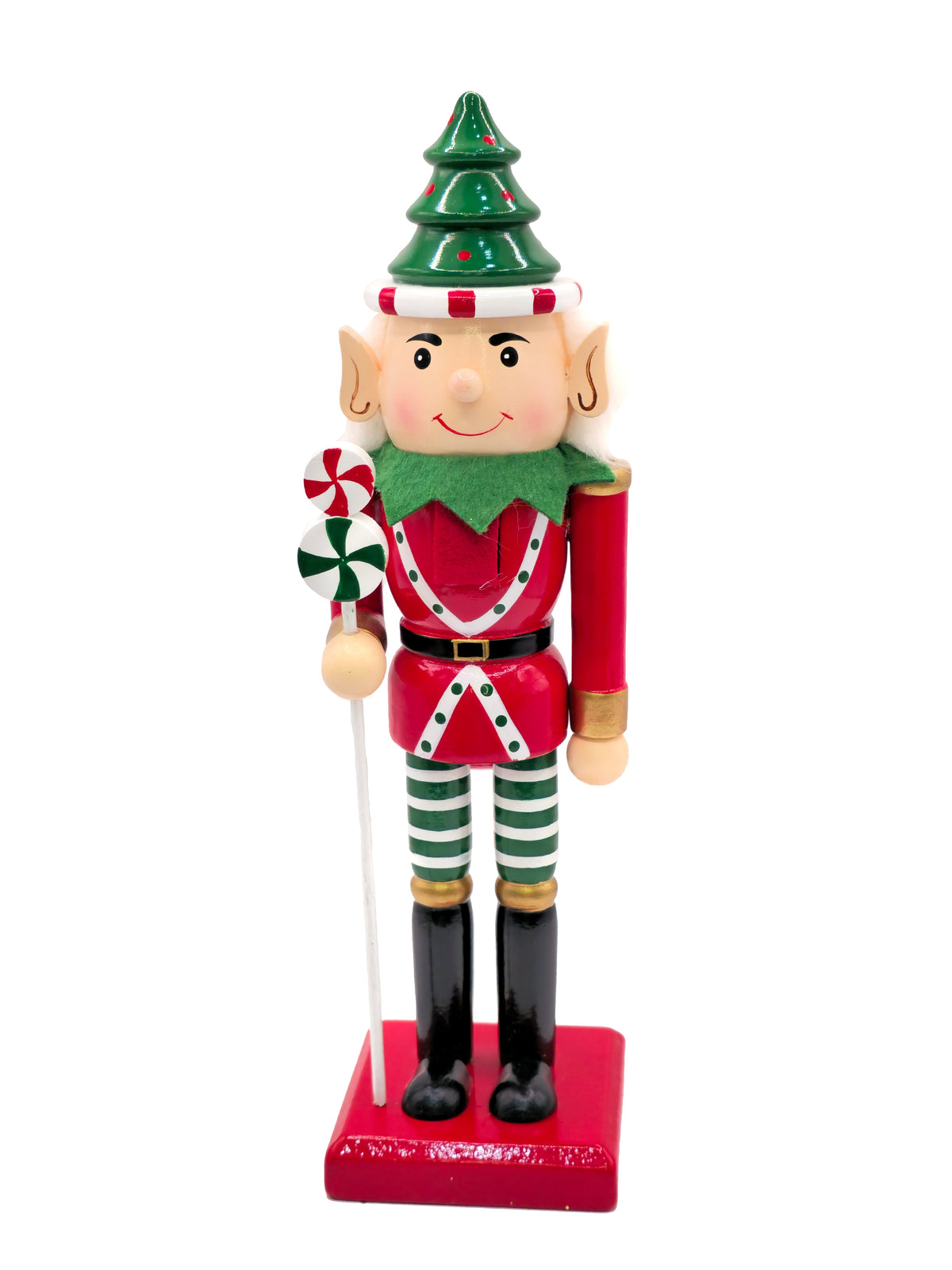 Christmas Tree Hat Elf Wooden Nutcracker