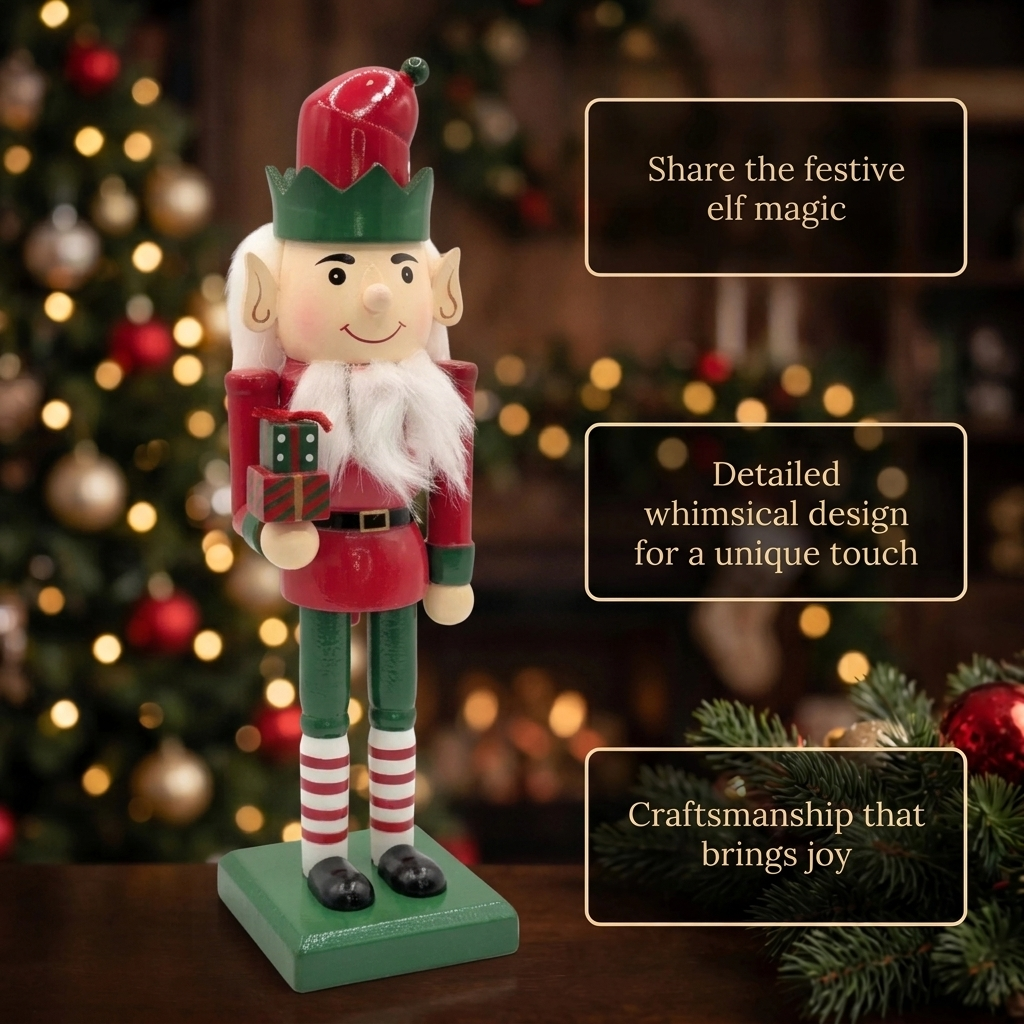 Bearded Elf Wooden Nutcracker