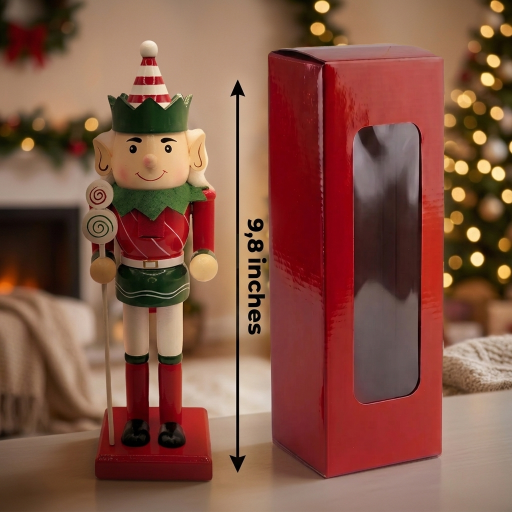 Peppermint Elf Wooden Nutcracker