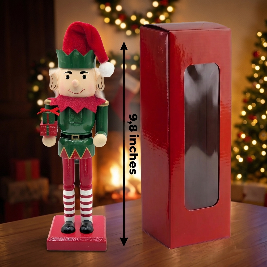 Christmas Gift Elf Wooden Nutcracker