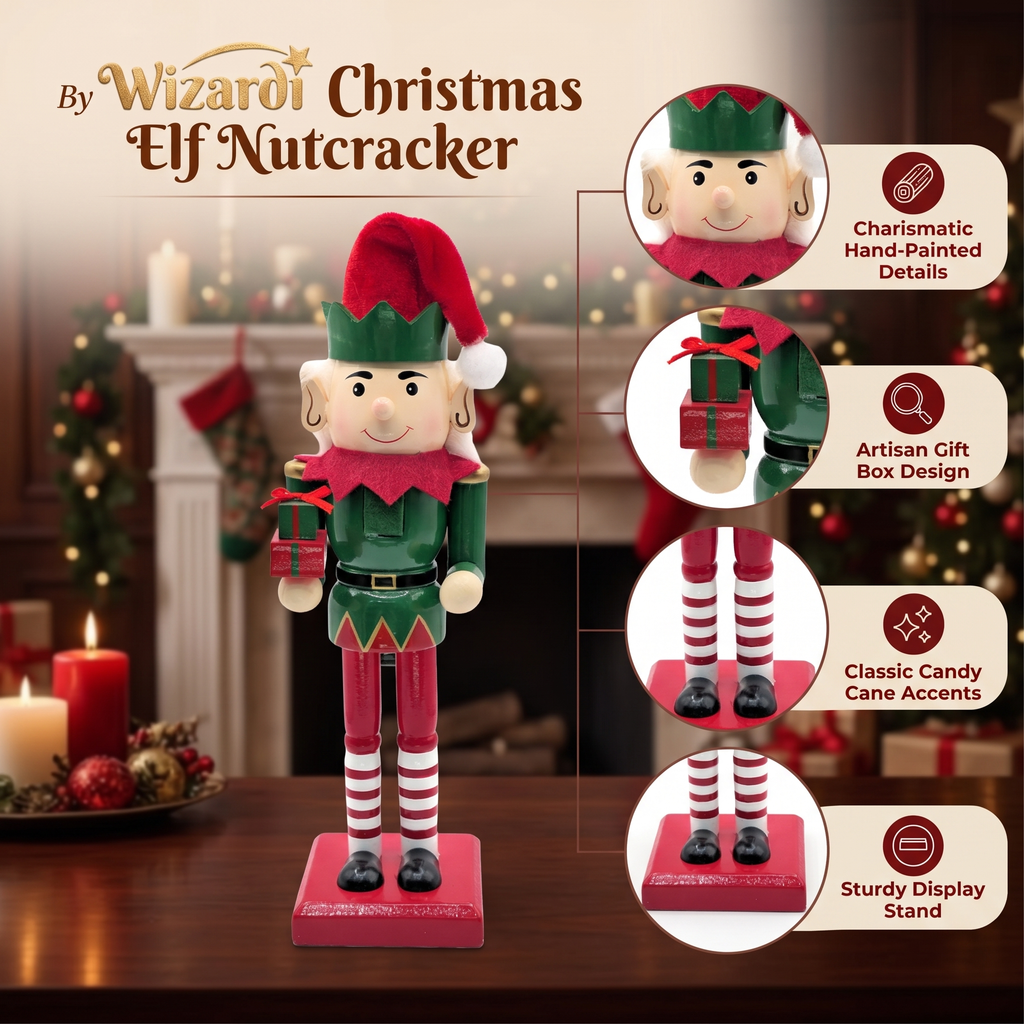 Christmas Gift Elf Wooden Nutcracker