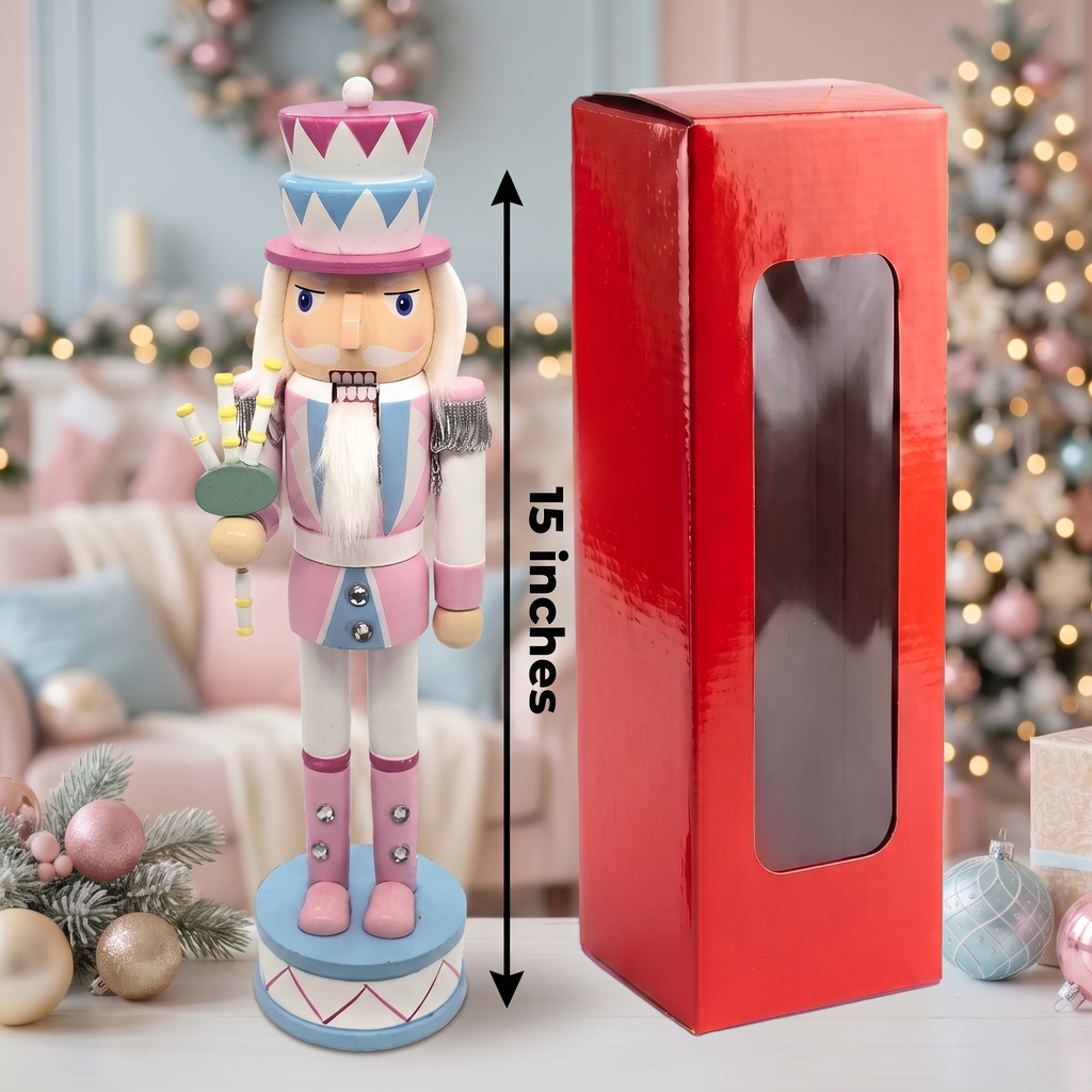 Pastel Colored Bagpiper Wooden Nutcracker