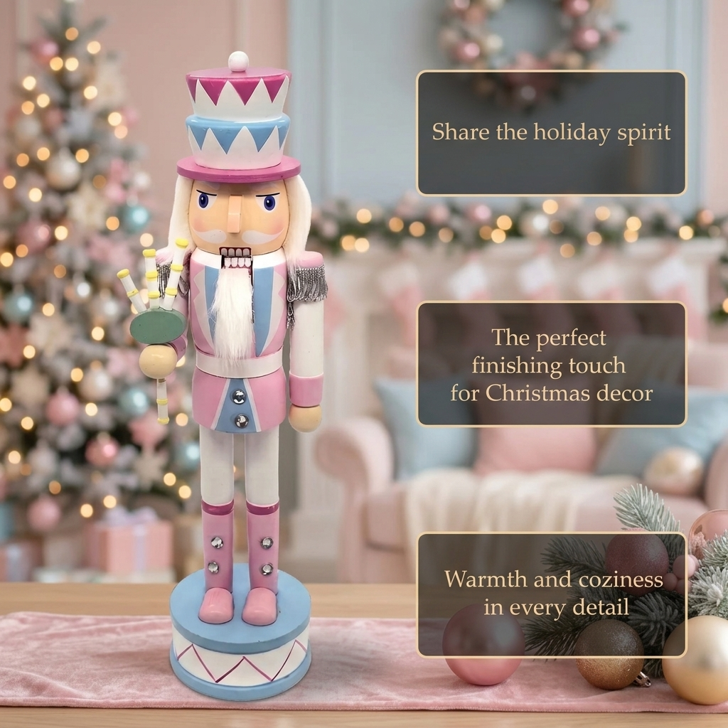 Pastel Colored Bagpiper Wooden Nutcracker