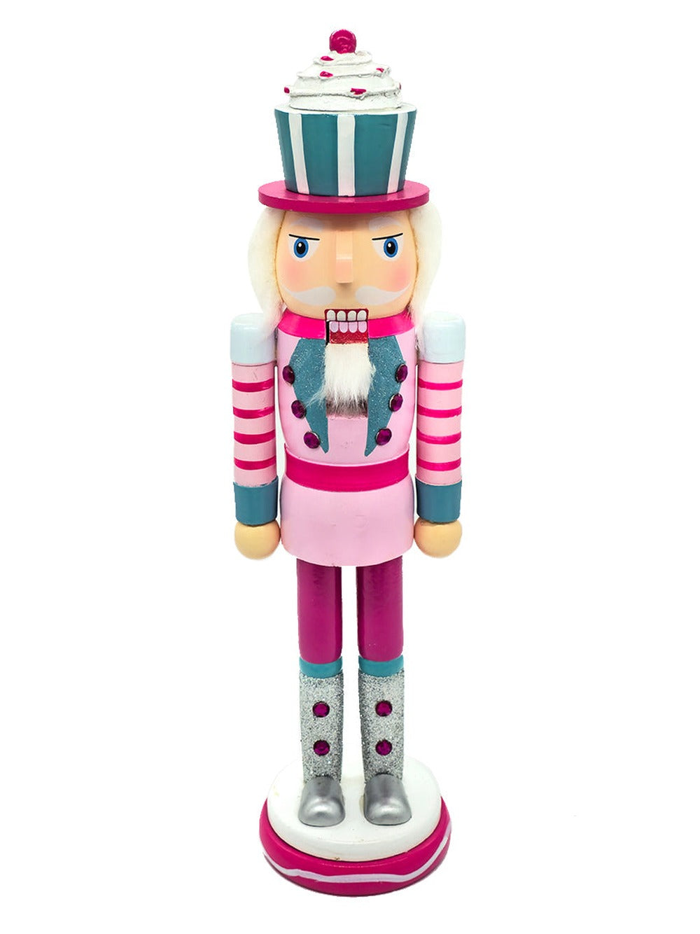Pink Cupcake Hat Wooden Nutcracker