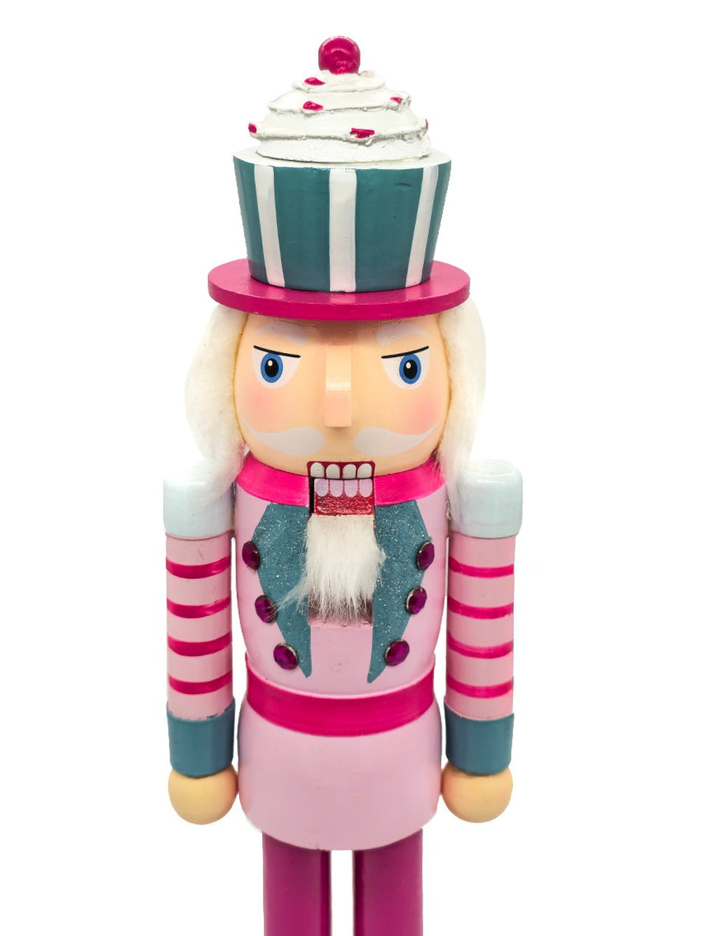 Pink Cupcake Hat Wooden Nutcracker
