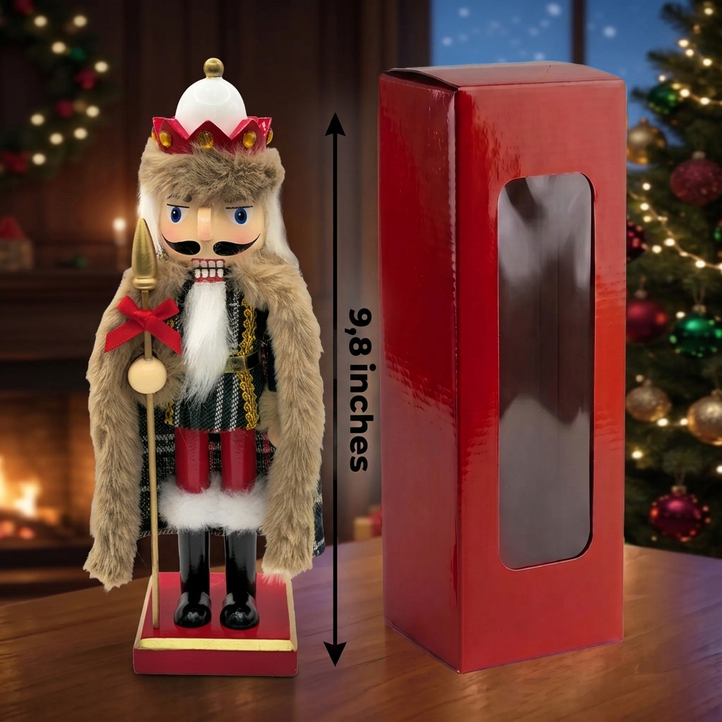 Royal Spear Wooden Nutcracker With Fur Coat