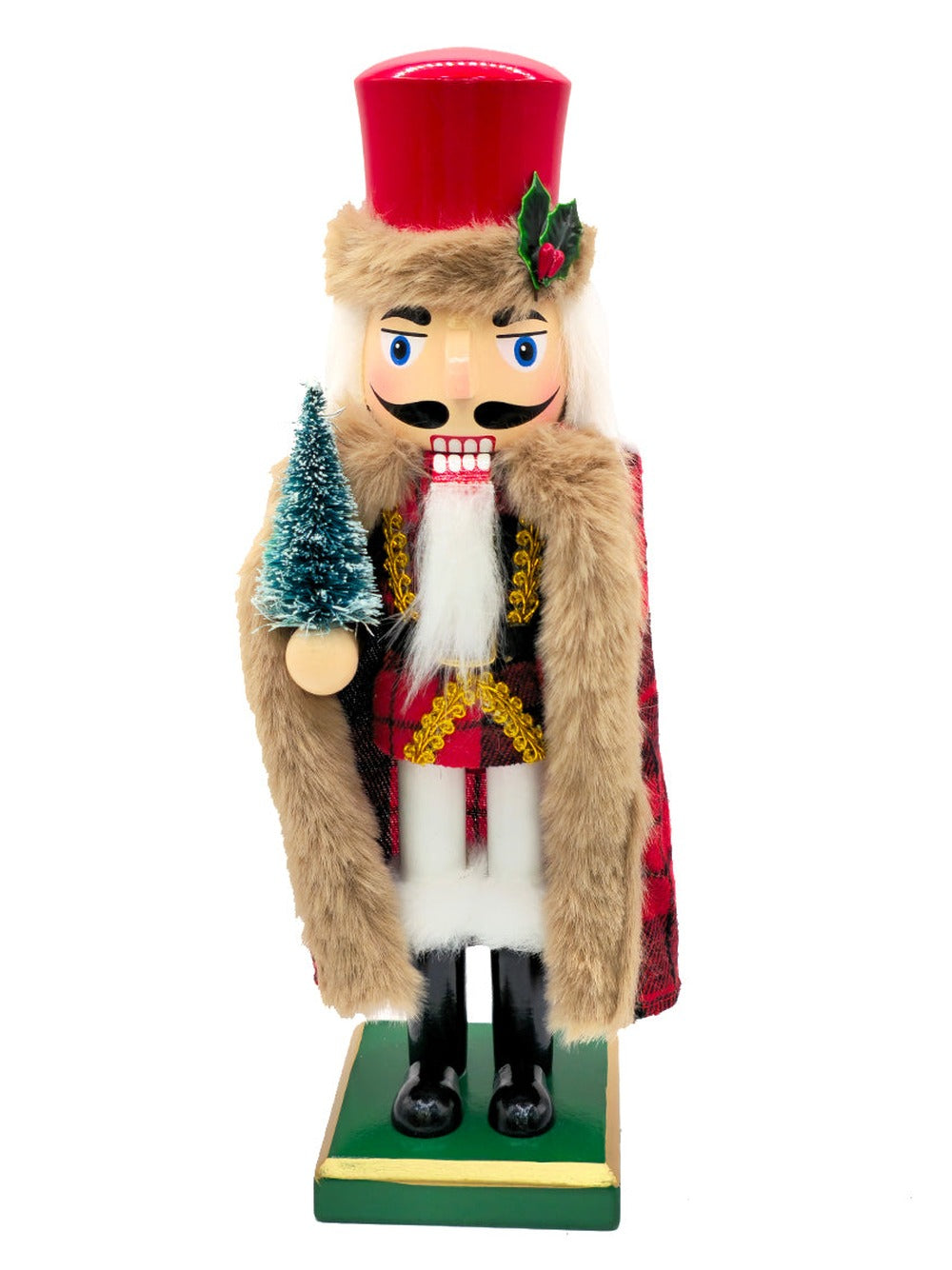 Christmas Tree Wooden Nutcracker With Fur Coat