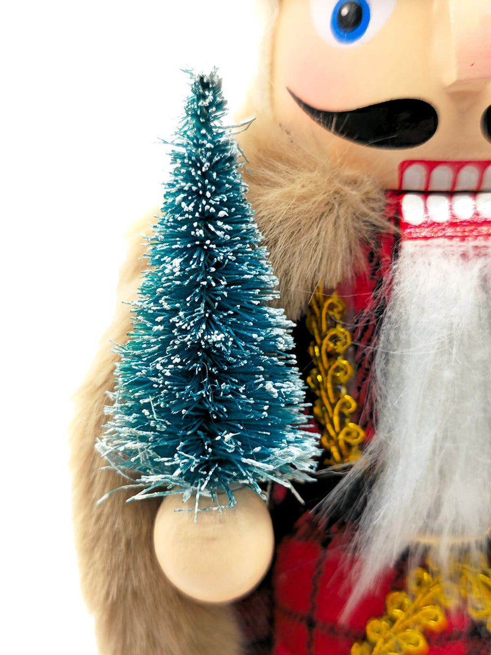 Christmas Tree Wooden Nutcracker With Fur Coat