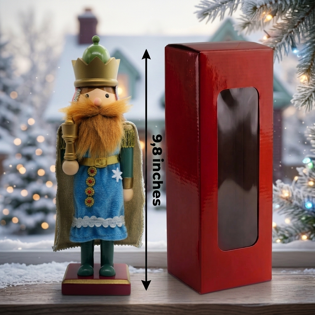 Blue King with Beard Wooden Nutcracker