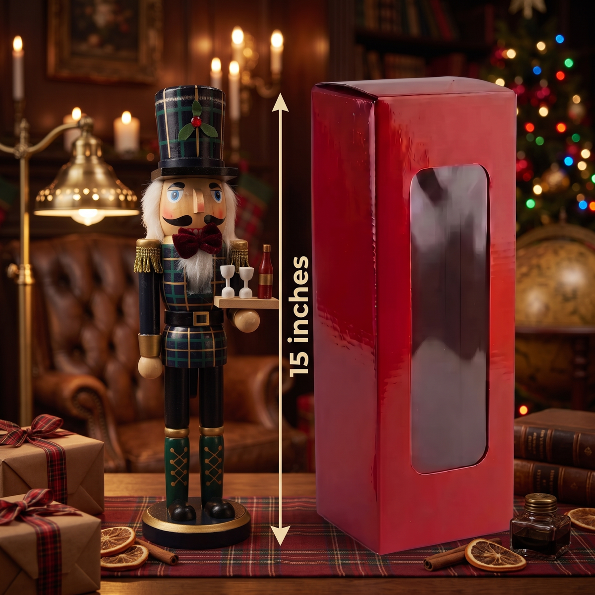 Wine Server Navy Nutcracker