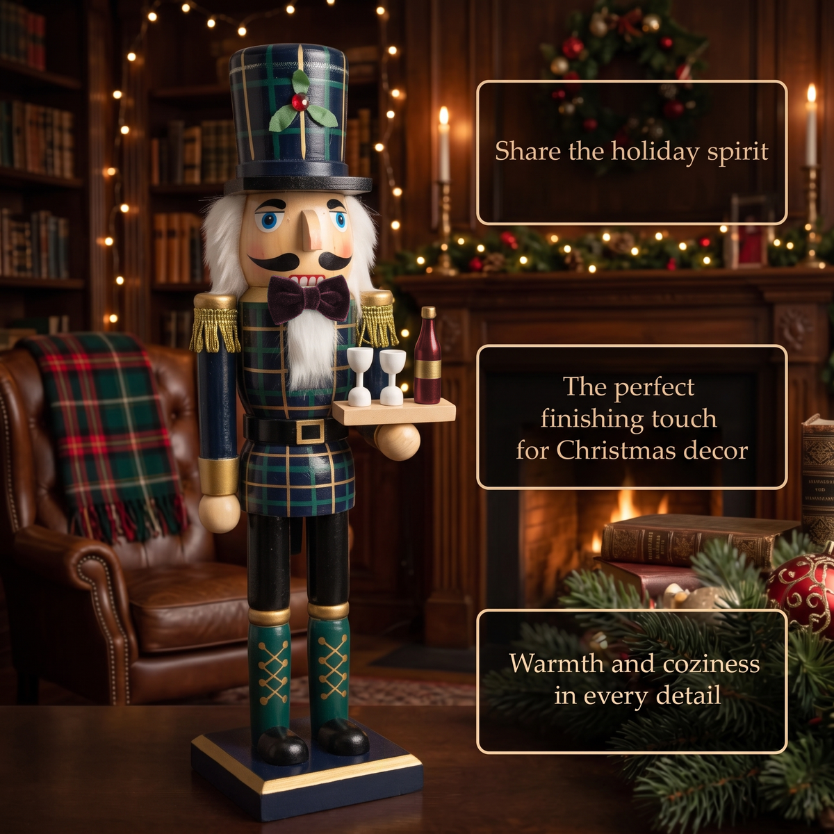Wine Server Navy Nutcracker