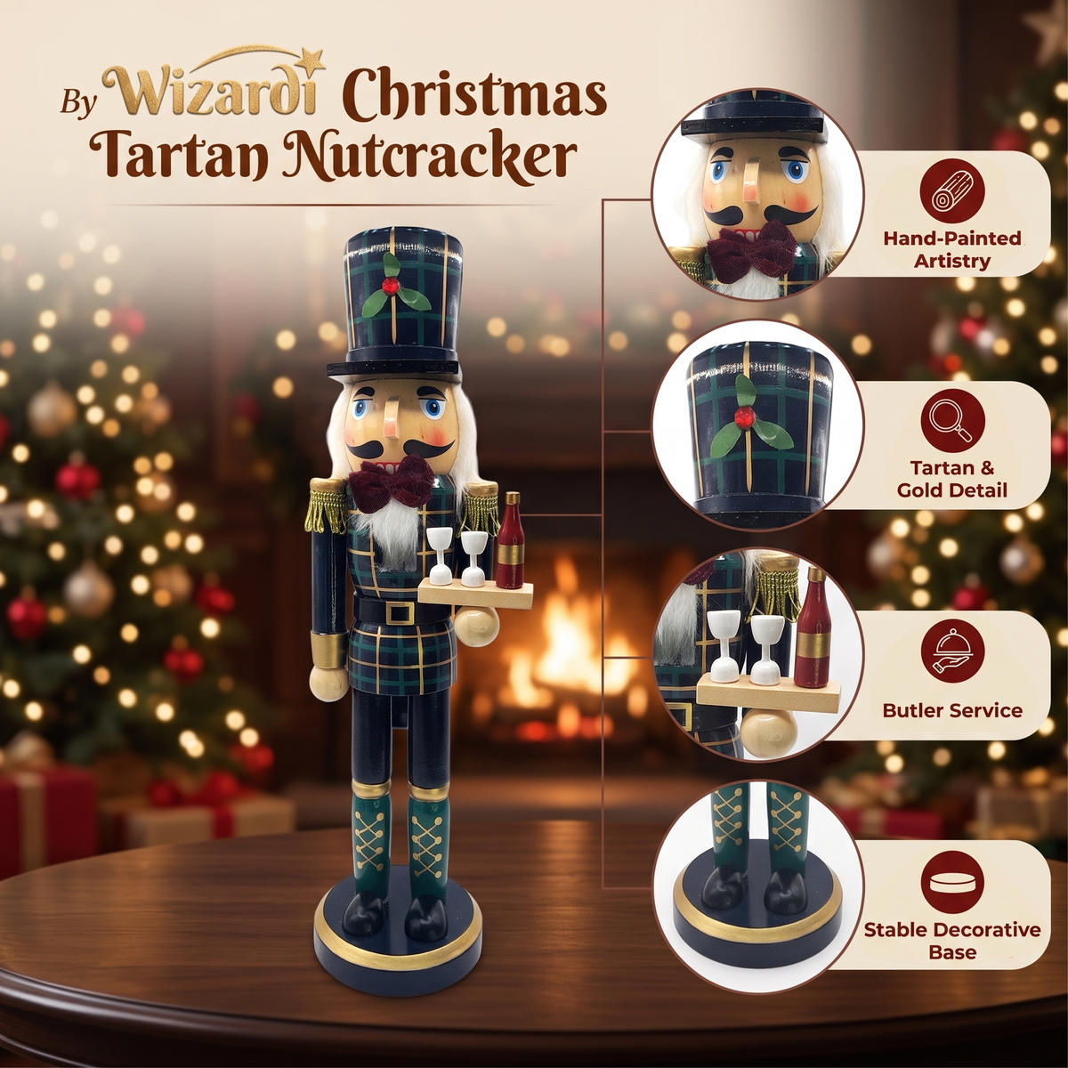 Wine Server Navy Nutcracker