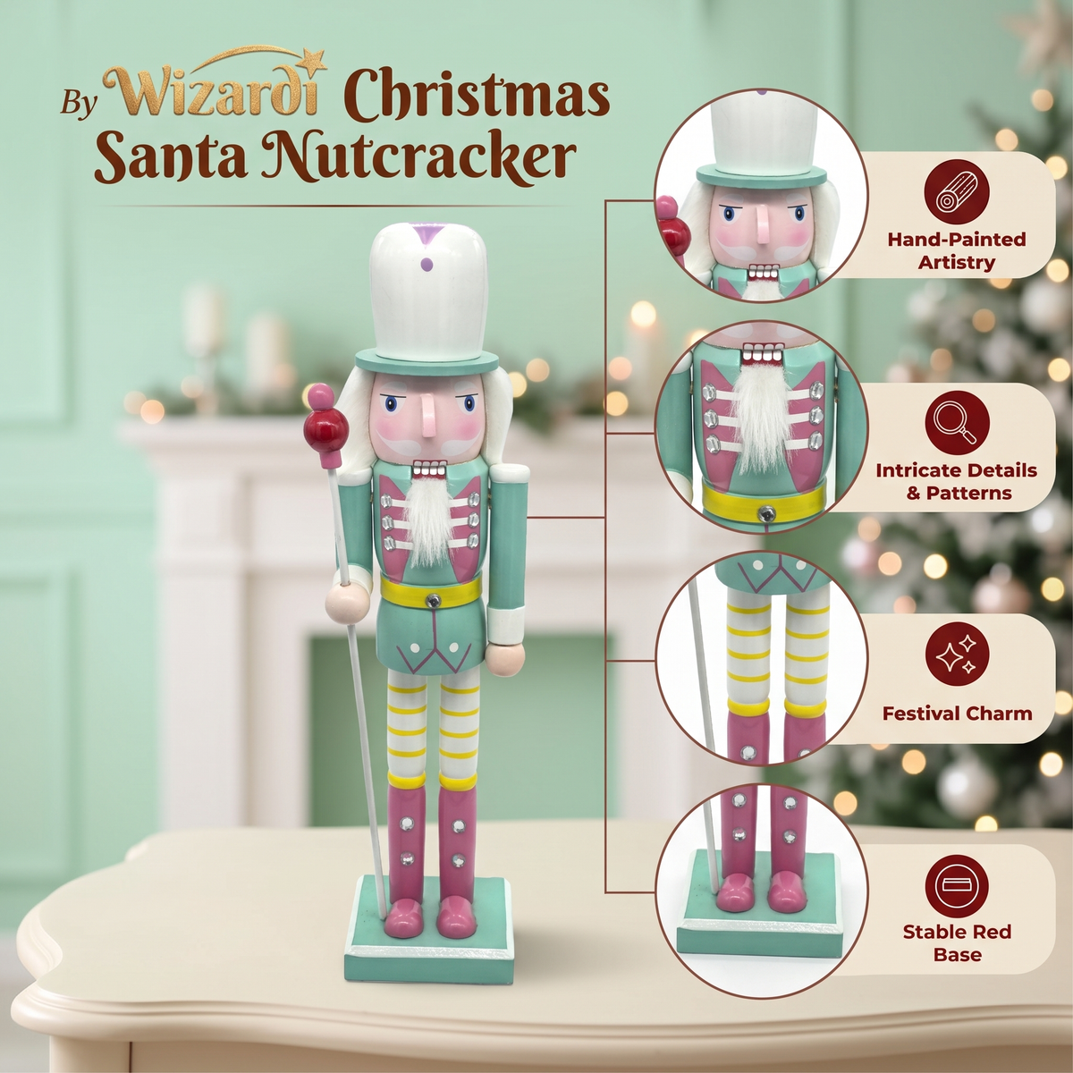 Mint Pastel Wooden Nutcracker