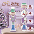 Lavender Wooden Nutcracker on purple stand