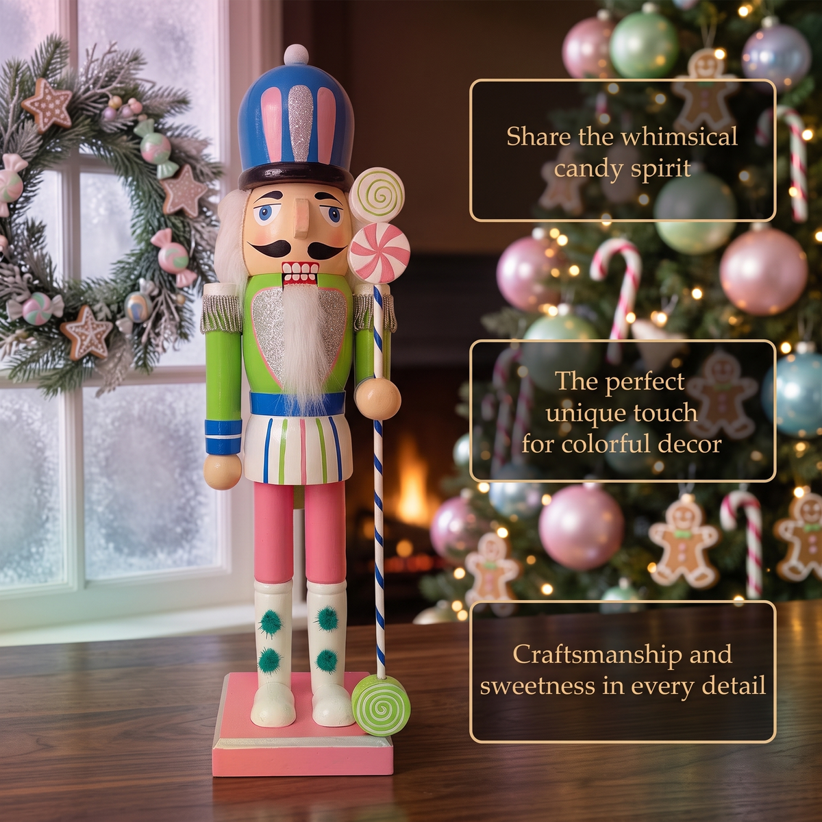 Candyland Christmas Wooden Nutcracker Soldier