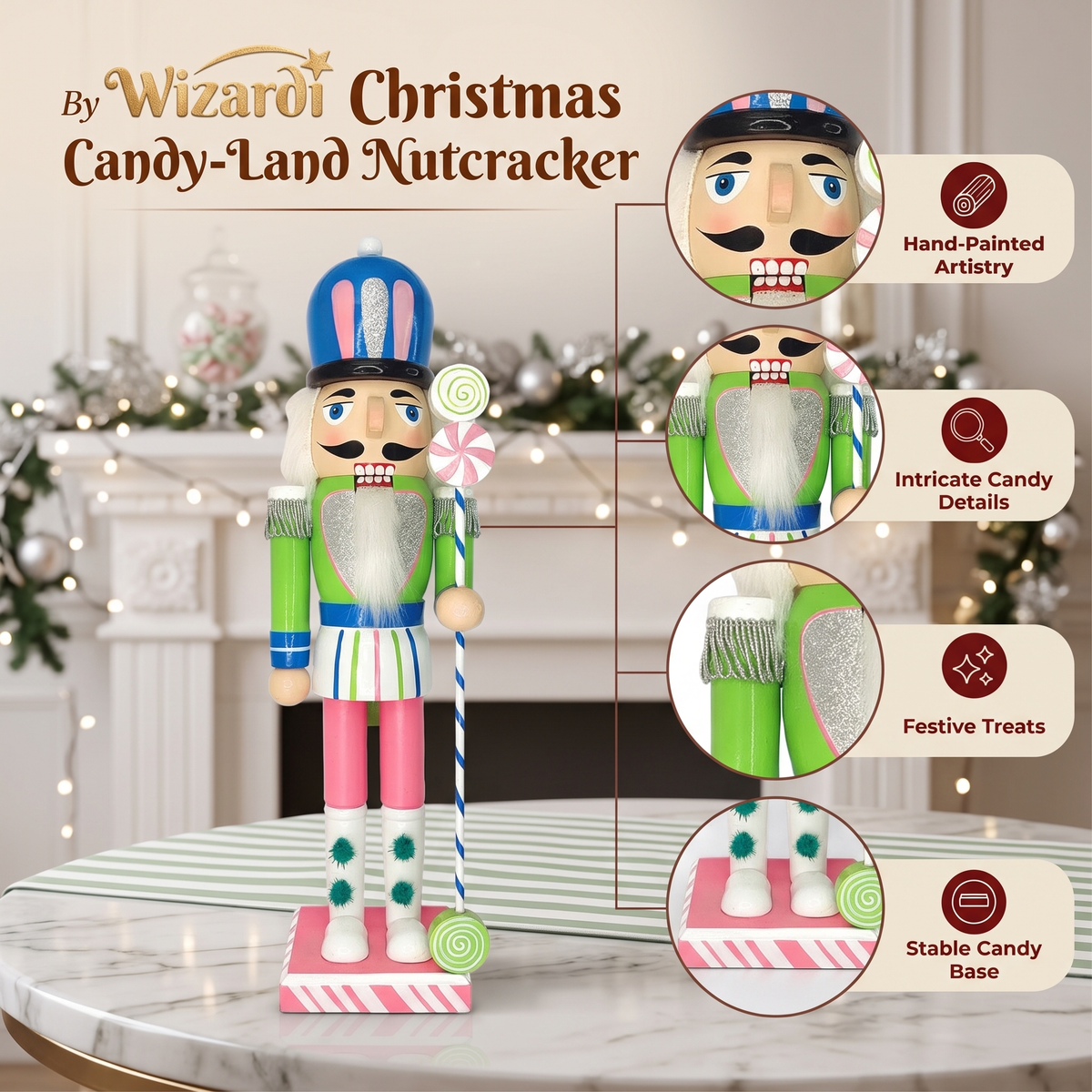 Candyland Christmas Wooden Nutcracker Soldier