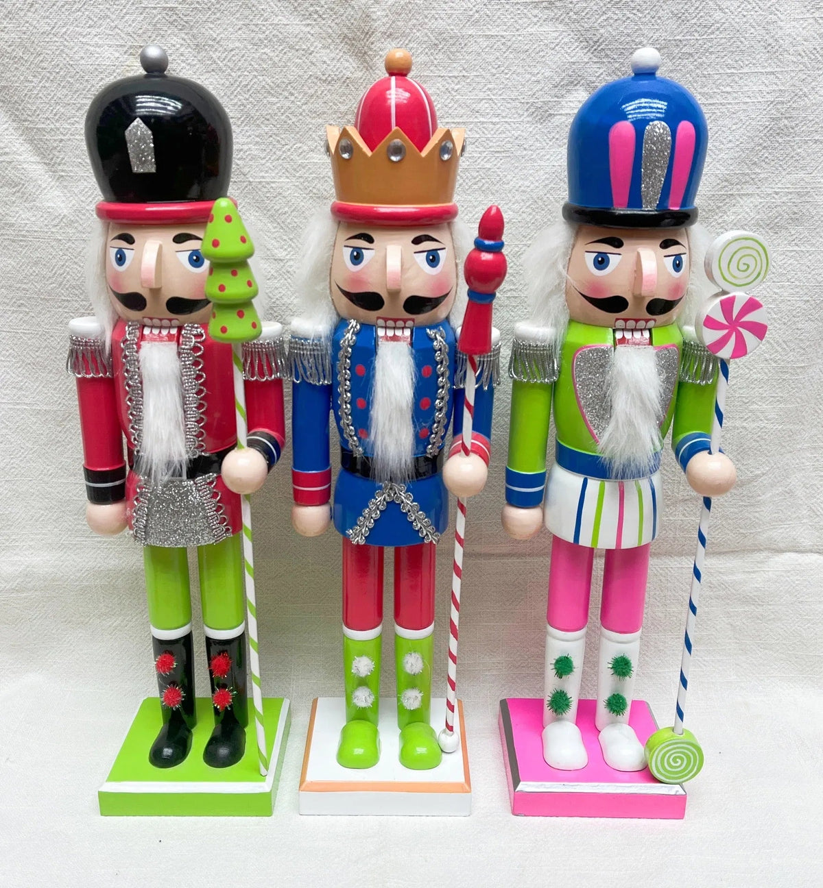 Wooden Nutcracker Soldier with Christmas Tree Cane