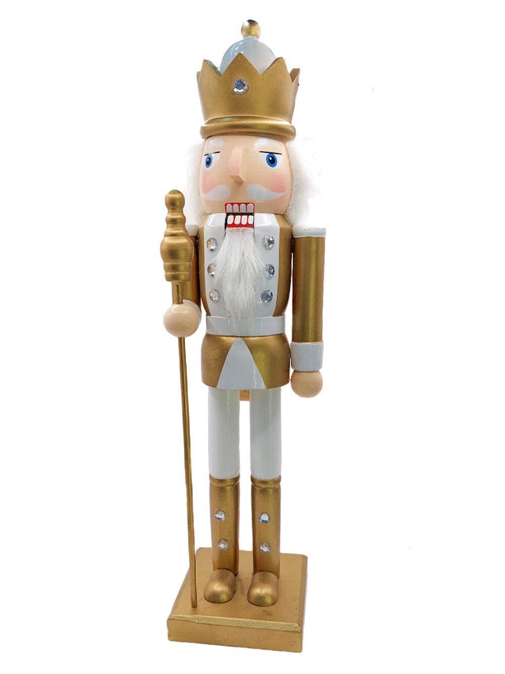 White and Gold King Wooden Nutcracker