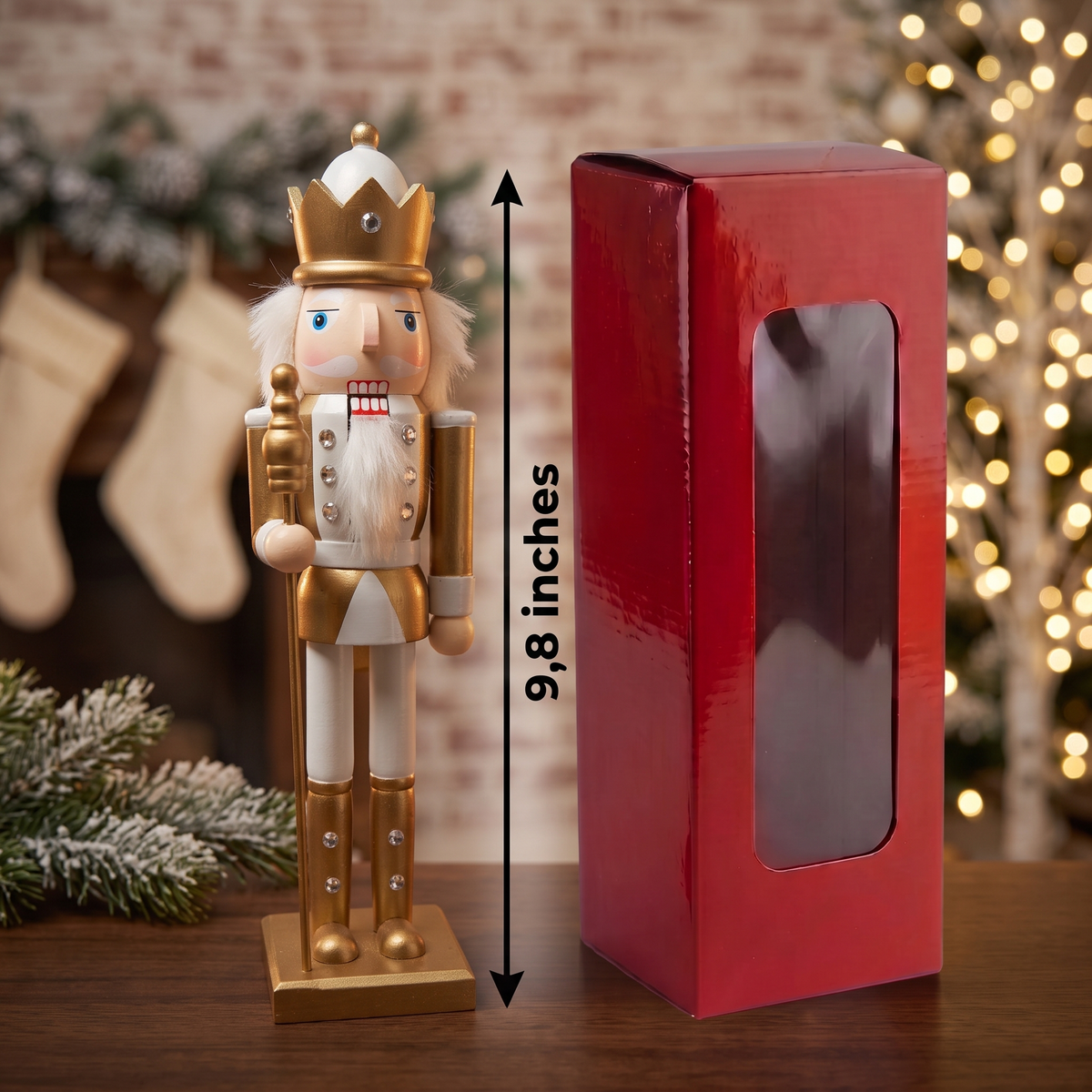 White and Gold King Wooden Nutcracker
