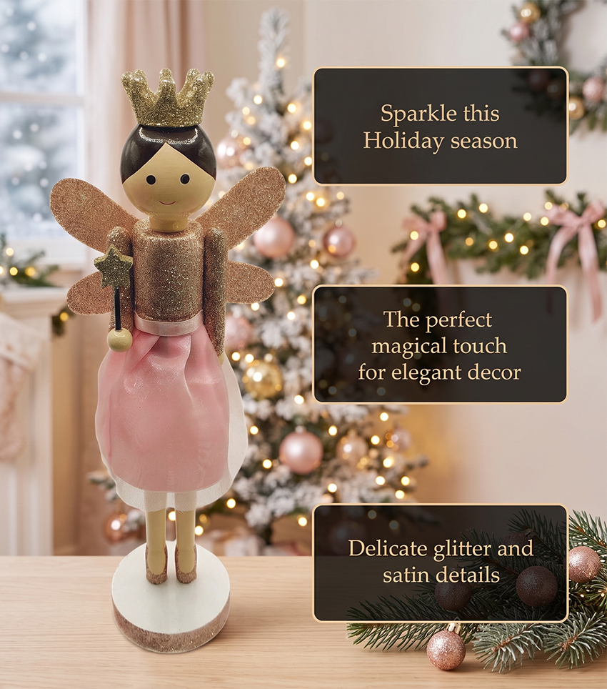 Sparkling Fairy Princess Wooden Nutcracker Pink