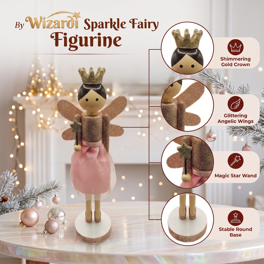 Sparkling Fairy Princess Wooden Nutcracker Pink