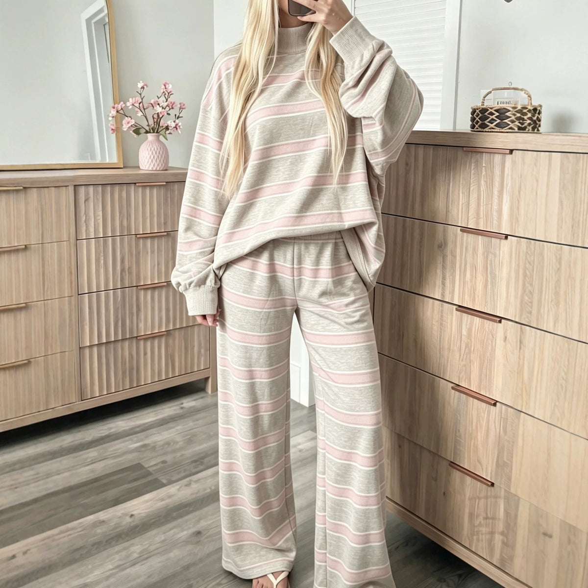 Women's Striped Tracksuit Two-Piece Set