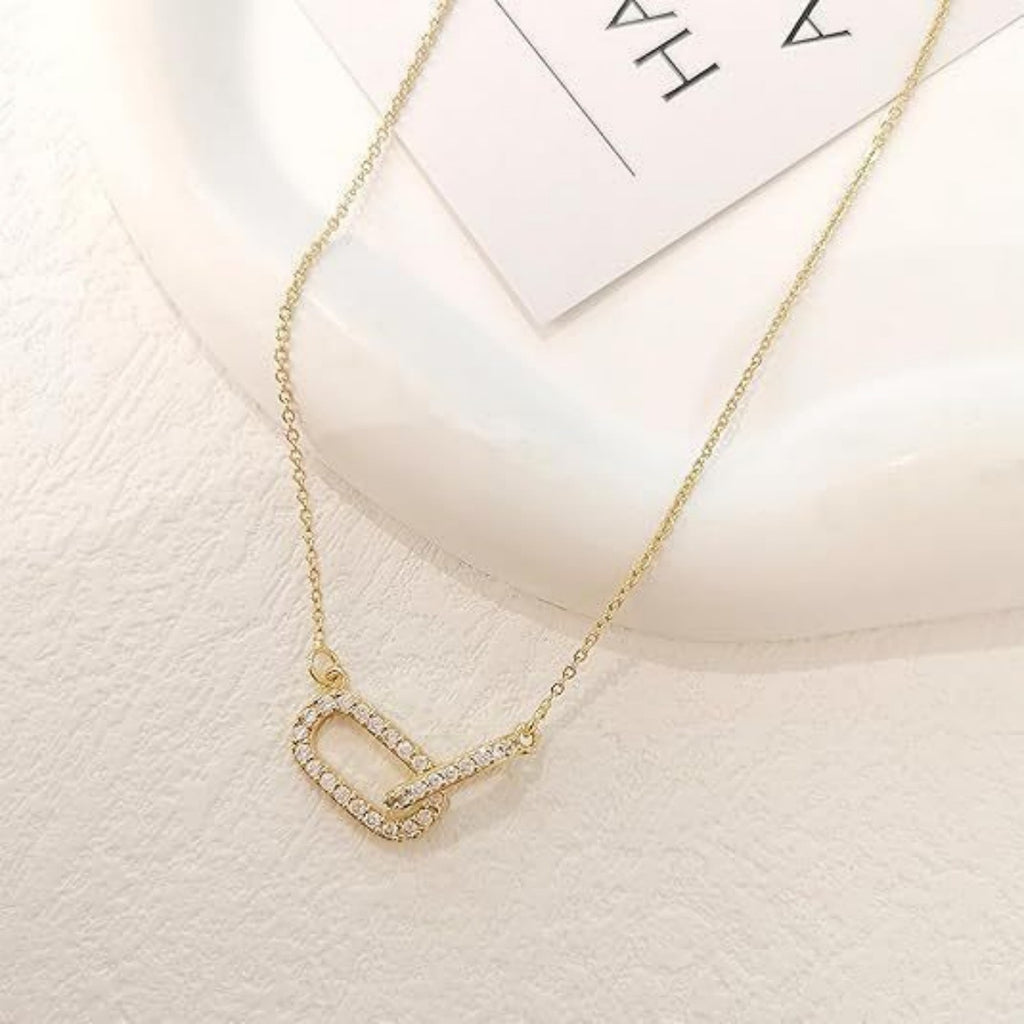 Gold Paperclip Pendant Necklace