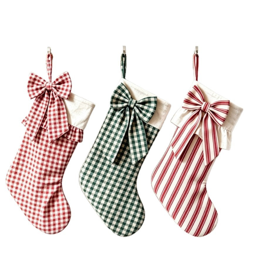 Christmas stockings Gingham/Striped/Bow