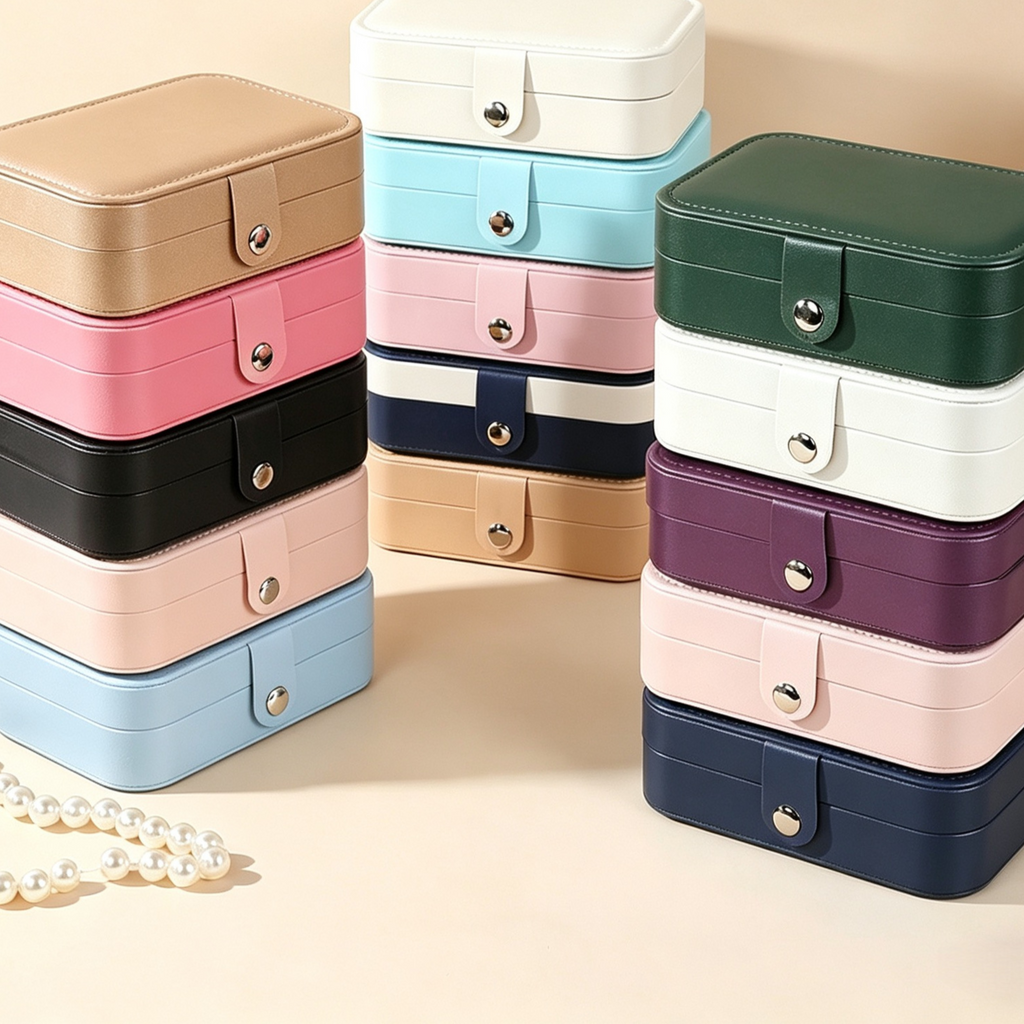 Portable travel jewelry storage box