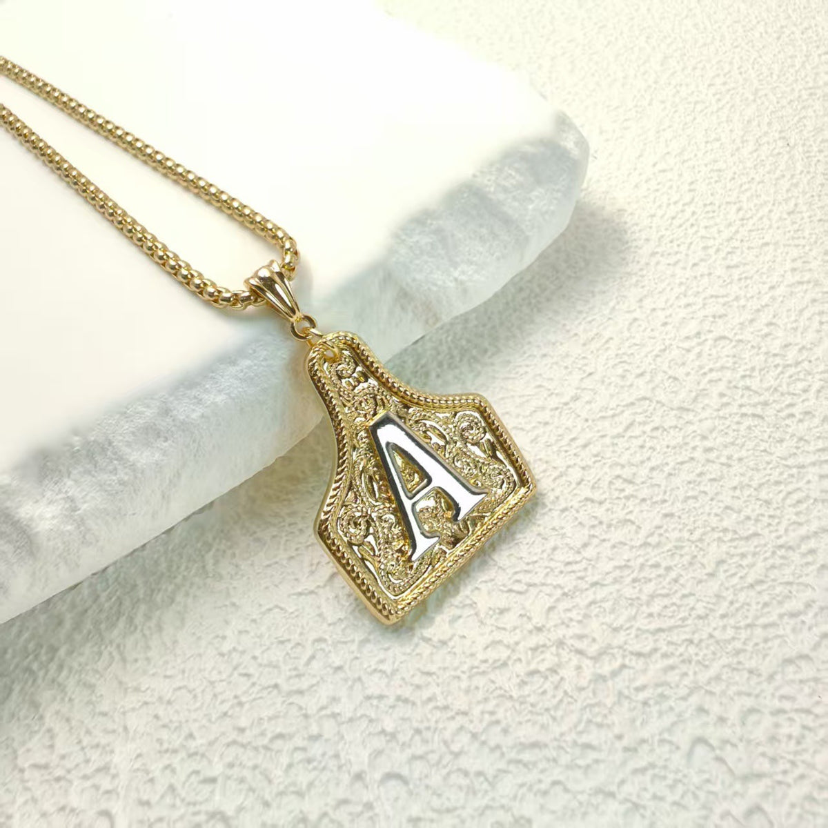 Western Cowboy Letter Necklace with Gold Plating