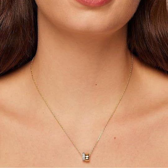 e double-round ring pendant set with zirconia stones